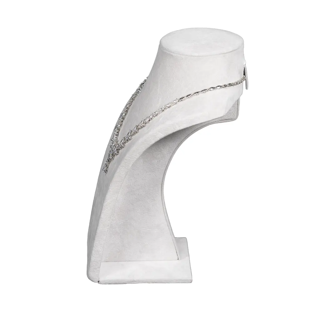 Jewelry-Necklace-Stand-medium-grey-evelvet-angle-with-necklace-NS83M