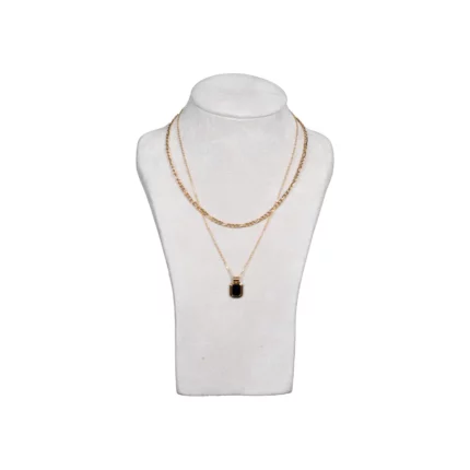 Jewelry Necklace Stand small grey velvet front with necklace NS83S
